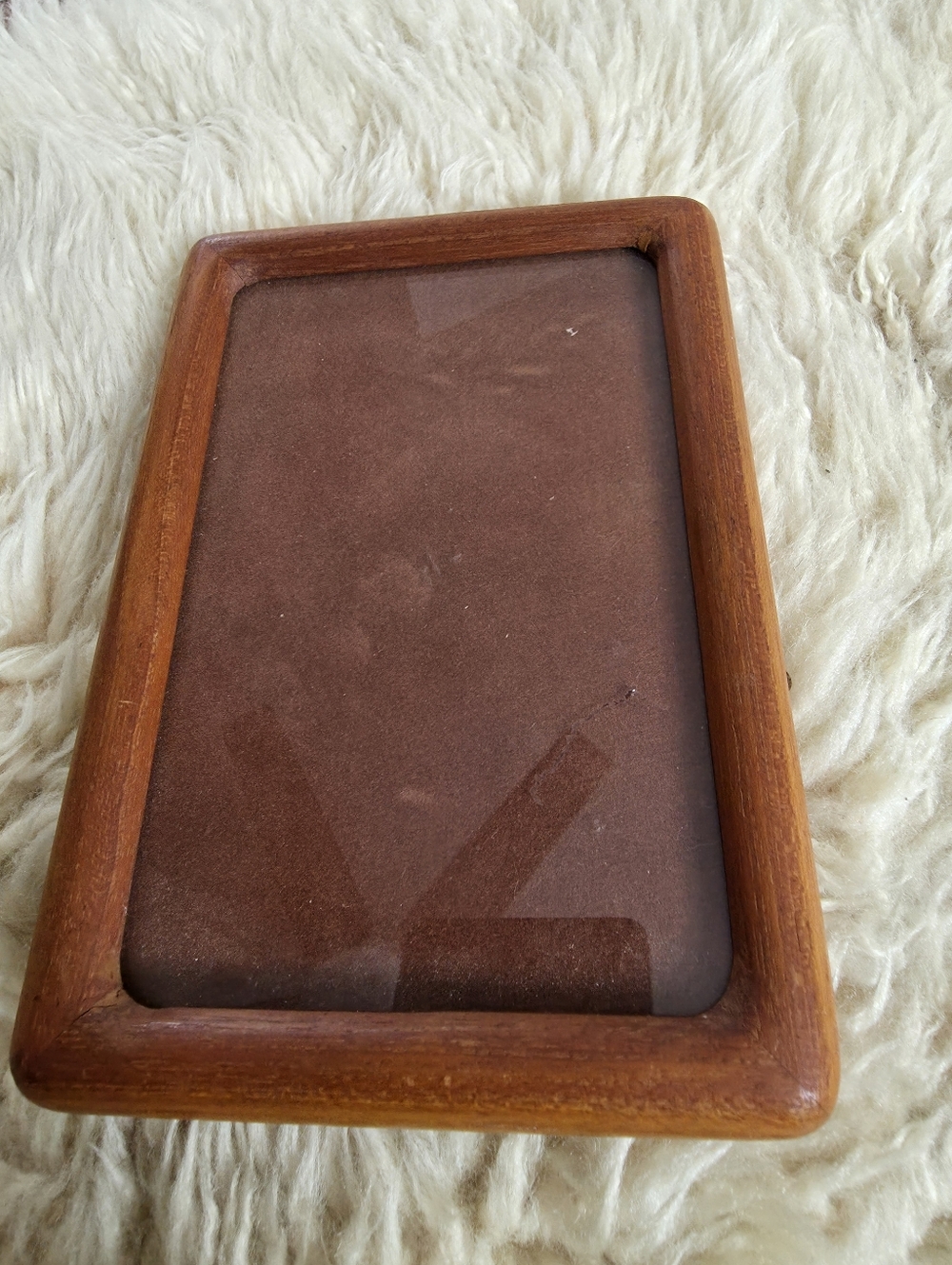 Teak Midcentury Rounded Corners, Easel Picture Frame
